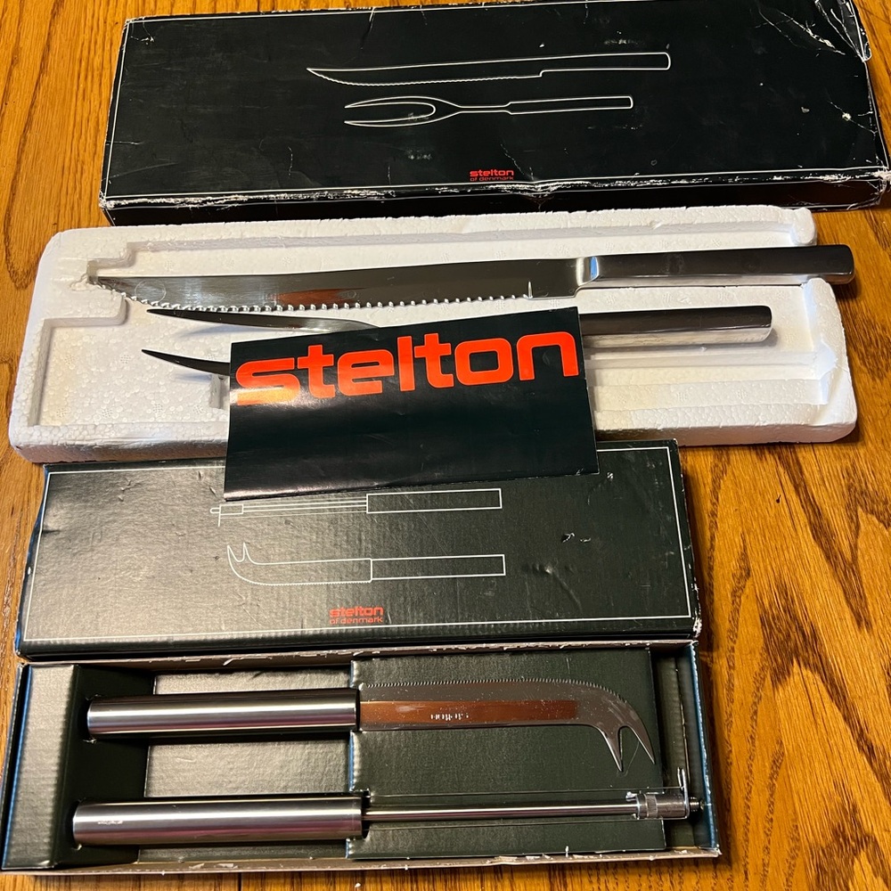 Stelton Silver Knife Set with Ergonomic Handles. Bundle 2